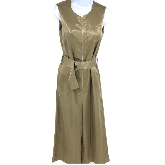 NWT Olive Gold Satin Crop Jumpsuit XSmall/Small - Picture 3 of 8